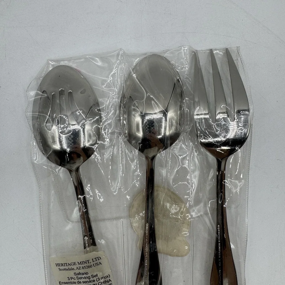 Heritage Mint Safrano GLOSSY 18/0 Stainless Serving Flatware Sets 11 Pieces